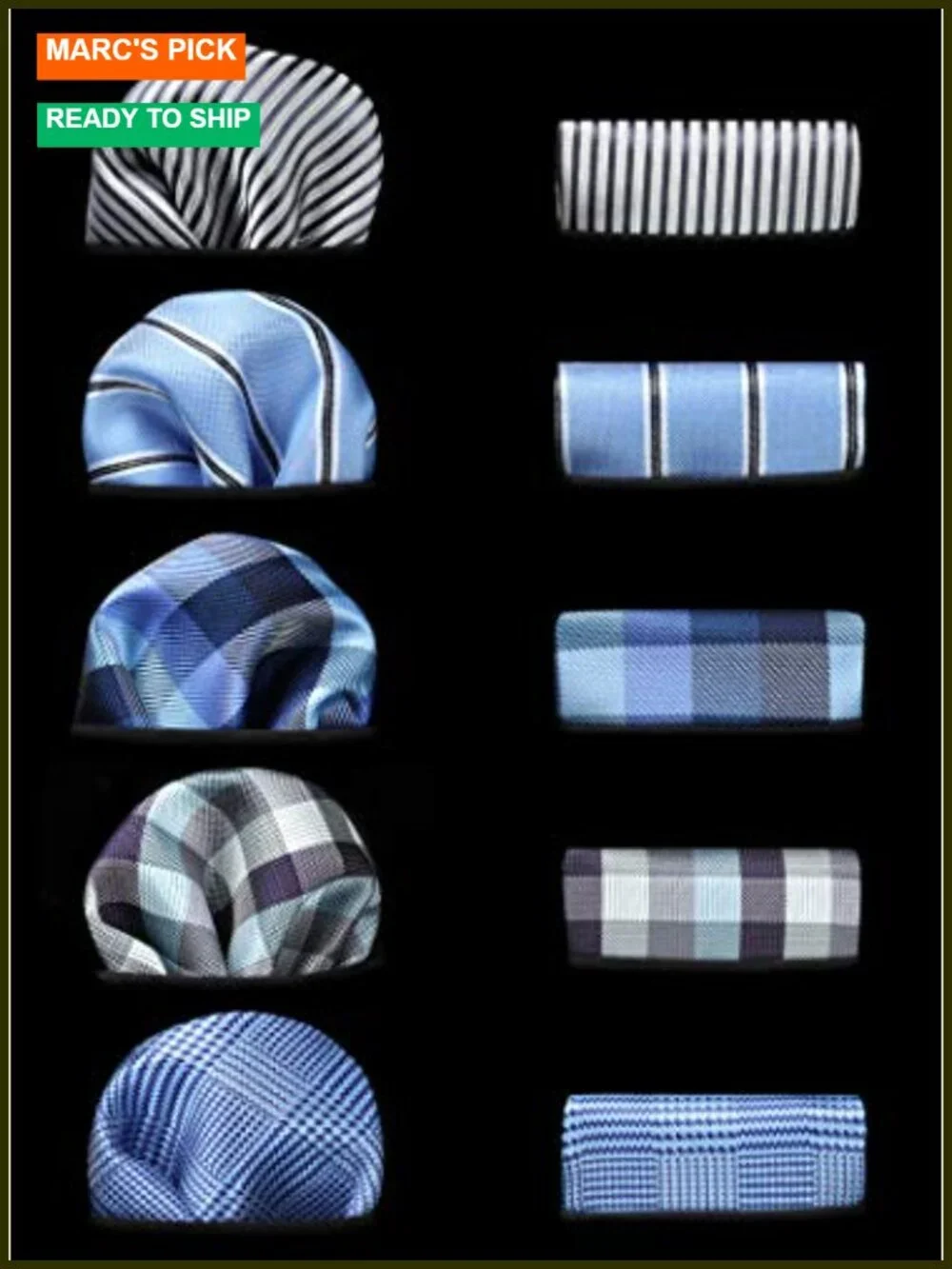 Men's Tie Set 5 Pcs with Pocket Squares Formal Business Necktie Gift Box